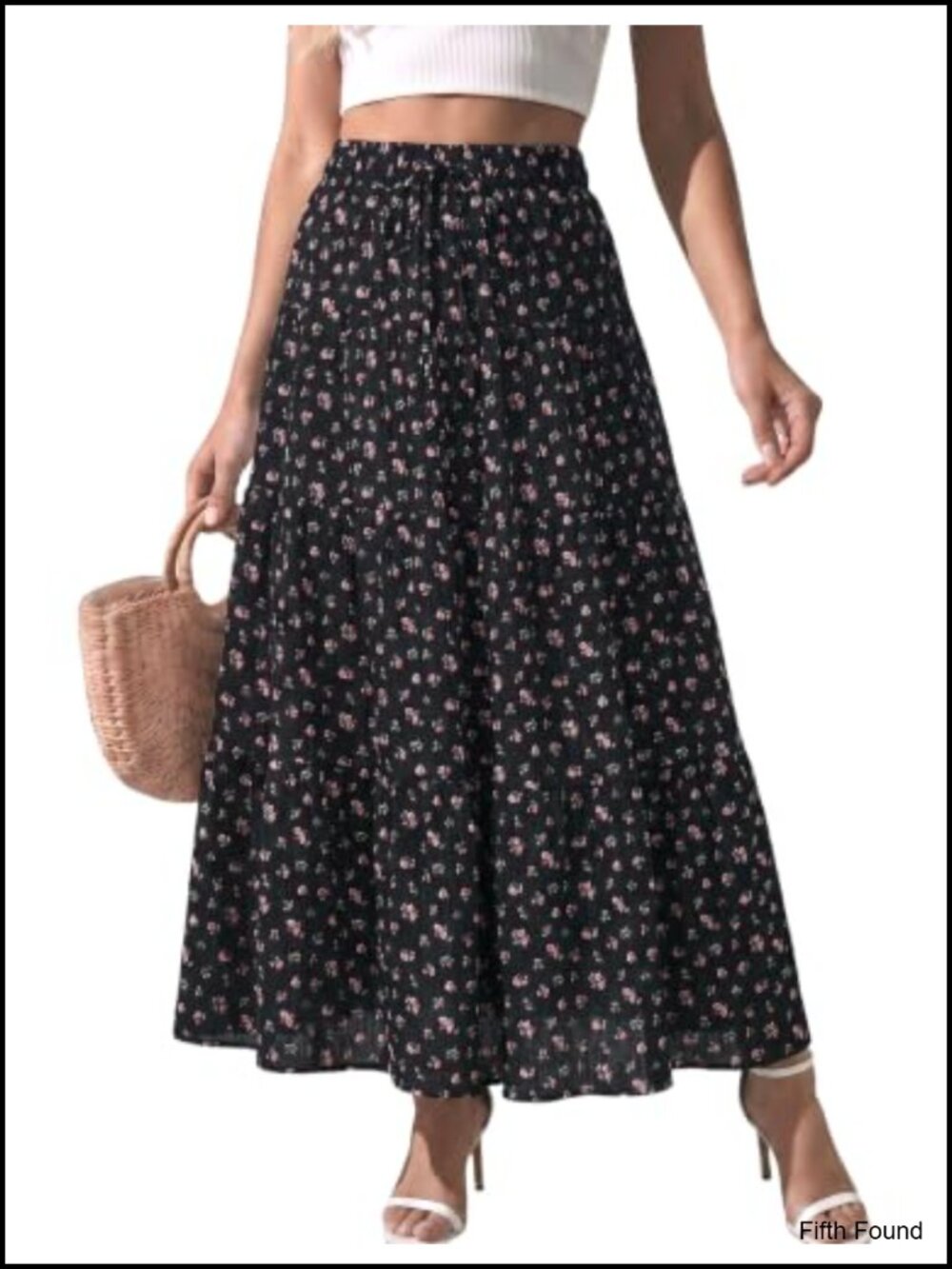 Women's Boho Flowy Maxi Skirt Tiered Ruffle High Rise A-Line Long Skirt